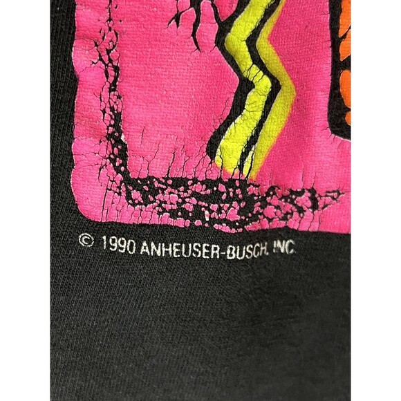 Vintage Budweiser Bud Shirt Mens XL Black Neon Graphic Beer Promo Anheuser 90s - Picture 4 of 8